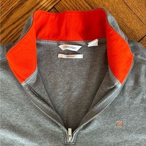 Calvin Klein XL Grey Quarter Zip with Orange highlights
